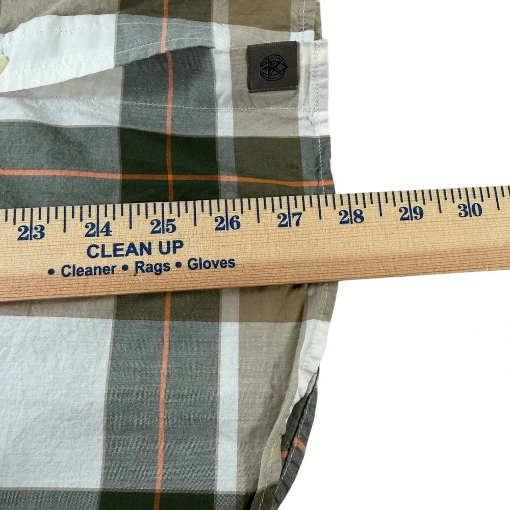 Banana Republic Mens Slim Fit Plaid Button Down Shirt‎ Olive Green M 100% Cotton